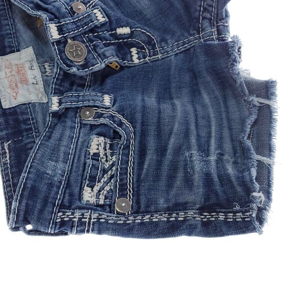 Big Star Liv Distressed Raw Hem Denim Shorts - Picture 8 of 11